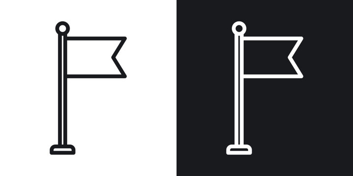 Flag icon thin line outline art. Doodle graphics