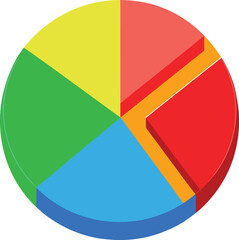 Fototapeta premium Colorful 3d isometric pie chart with five segments