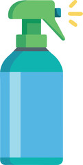 Green trigger spray bottle with blue liquid and spraying action