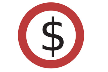 dollar icon in red and black