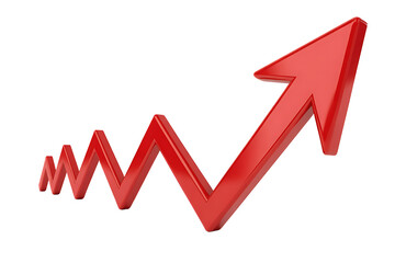 Dynamic red arrow trending upward shows business growth and achievement of goals for your company