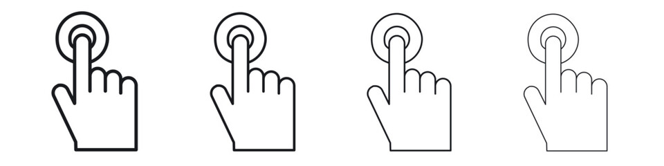 finger tap icons big set. Simple black stroke line versions collection