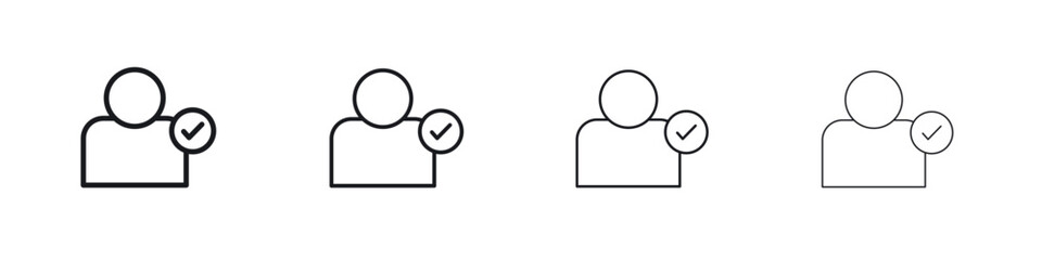 User check icons big set. Simple black stroke line versions collection