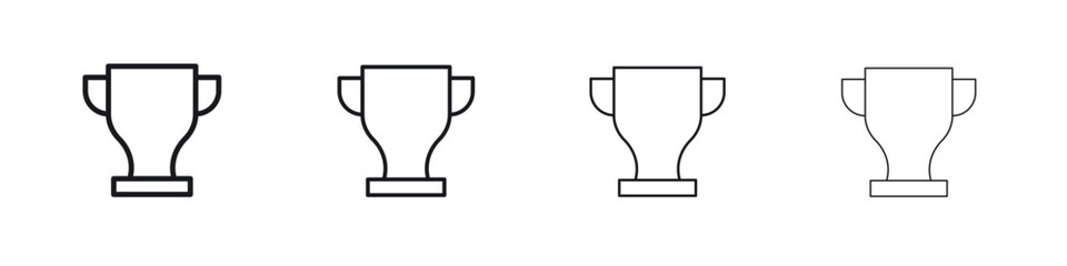 Trophy icons big set. Simple black stroke line versions collection