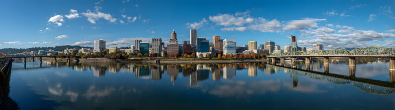 Portland Oregon Downtown Skyline and Bridges