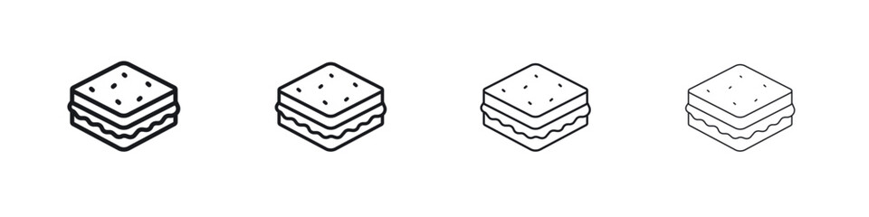 Sandwich icons big set. Simple black stroke line versions collection