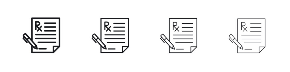 Prescription icons big set. Simple black stroke line versions collection © ramsey
