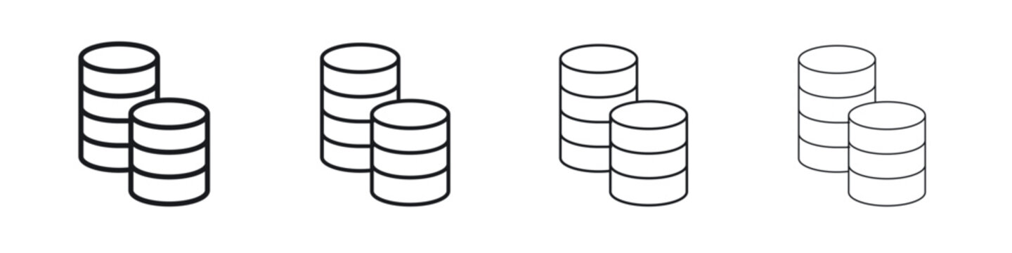 Money coin icons big set. Simple black stroke line versions collection