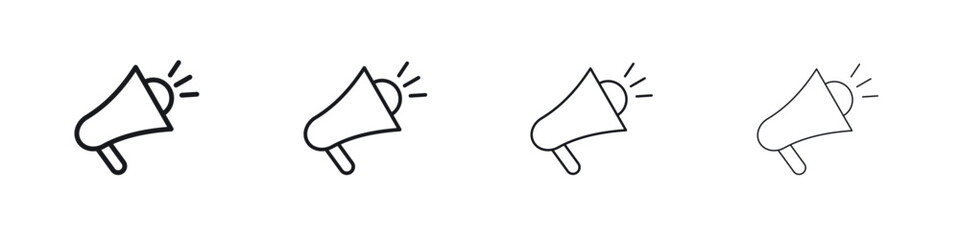 Loud Speaker icons big set. Simple black stroke line versions collection