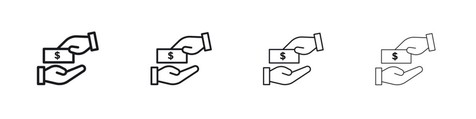 loan icons big set. Simple black stroke line versions collection