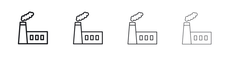 Industrial factory icons big set. Simple black stroke line versions collection