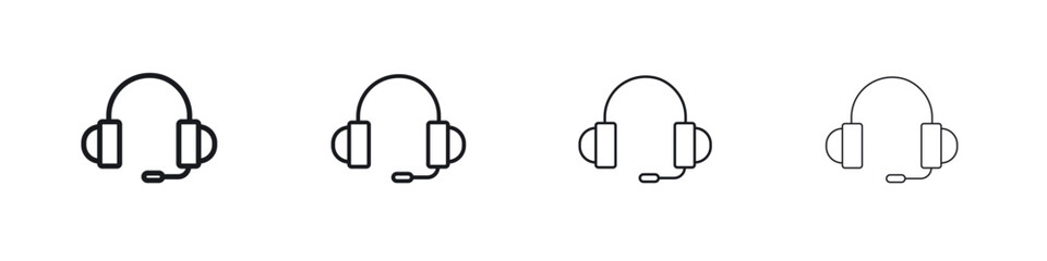 Obraz premium Headset icons big set. Simple black stroke line versions collection