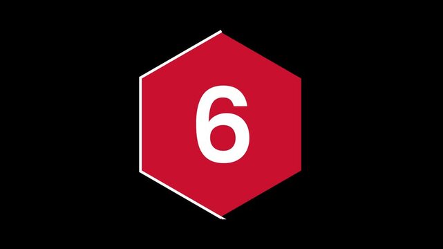 10 Seconds Countdown Hexagon Timer Animation with Smooth Fill Motion. Countdown animation from 10 to 0 seconds. Simple animation of 10 seconds countdown timer.  Alpha channel