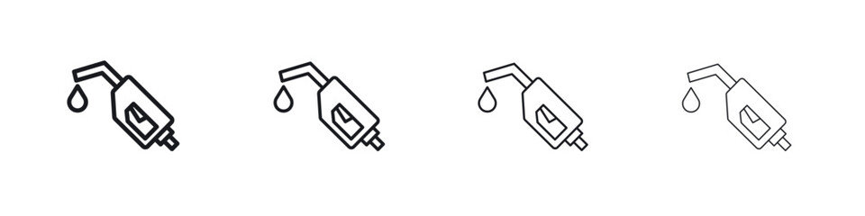 Fuel icons big set. Simple black stroke line versions collection