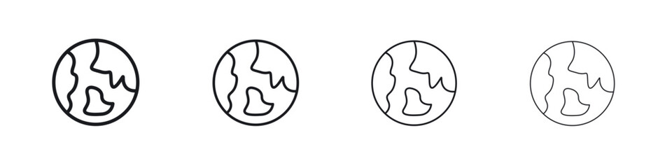 Earth icons big set. Simple black stroke line versions collection