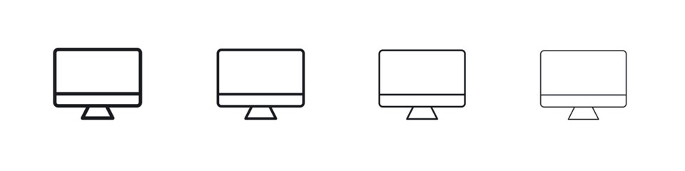 Desktop icons big set. Simple black stroke line versions collection