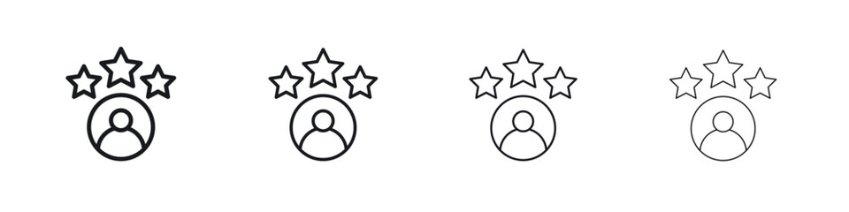 Customer loyalty icons big set. Simple black stroke line versions collection