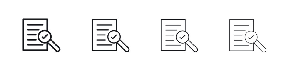 Audit icons big set. Simple black stroke line versions collection