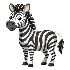vector illustration of zebra, standing profile, cartoon