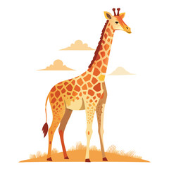 Fototapeta premium vector illustration of giraffe, neck down drinking, watercolor