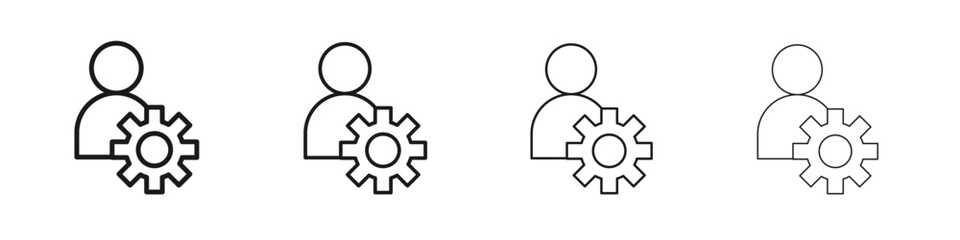 Account settings icons big set. Simple black stroke line versions collection