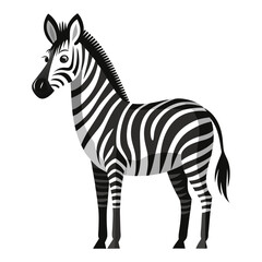 vector illustration of zebra, standing profile, flat design
