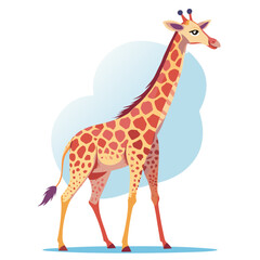 Obraz premium vector illustration of giraffe, walking, watercolor