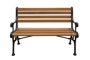 Classic outdoor park bench invites relaxation, rest, and contemplation in serene landscape setting