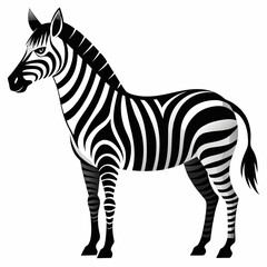 vector illustration of zebra, standing profile, abstract