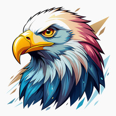 vector illustration of eagle, head portrait, watercolor