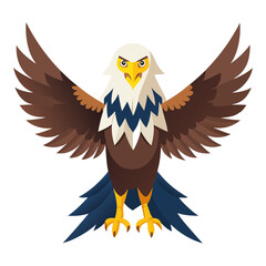 vector illustration of eagle, wings spread, flat design