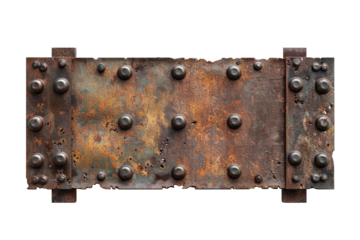 Rusty metal plate with rivets