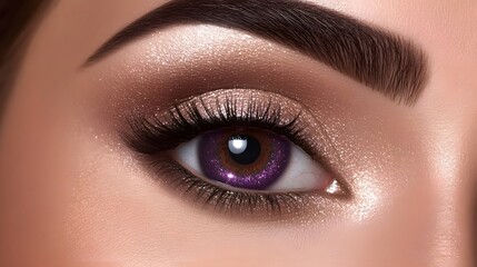 Closeup Sparkling Eye Makeup Purple Contact Lens