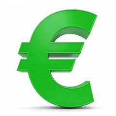 Obraz premium Green Euro Symbol: A striking and vibrant, single, green Euro sign, stands out in bold, representing financial transactions and the international economy.