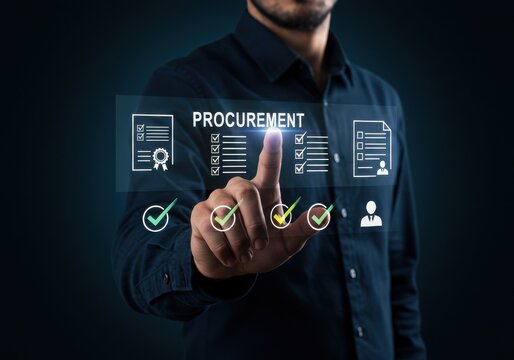 Man interacting with digital procurement process interface
