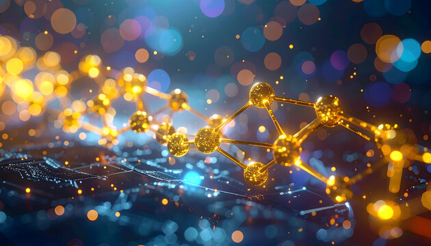 Advanced technology concept depicting a complex molecular structure connection