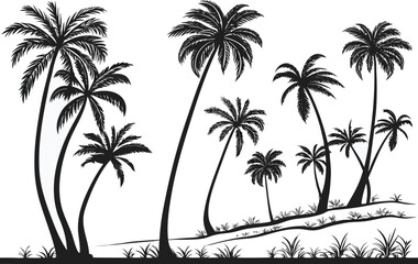Fototapeta premium Silhouette of a tropical beach with palm trees