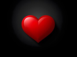 Glossy red heart symbol on black background, representing love, romance, passion, and affection, ideal for Valentine&rsquo;s Day, relationships, and emotional design themes

