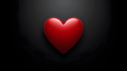 Glossy red heart symbol on black background, representing love, romance, passion, and affection, ideal for Valentine&rsquo;s Day, relationships, and emotional design themes

