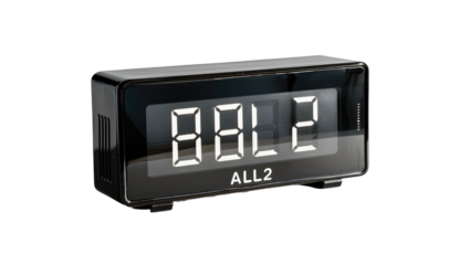 Compact black digital clock with large display