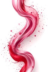 Fototapeta premium Dynamic abstract red and pink paint wave with splashes on white background, flowing artistic motion design ideal for creative projects, modern decor, and vibrant digital backdrops