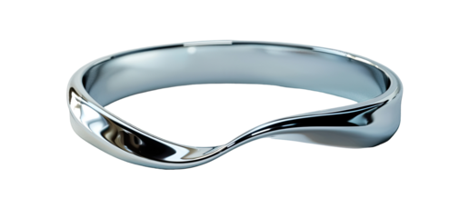 Sleek, modern, silver ring with flowing curves