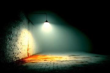 a brick wall, dynamic and atmospheric lighting, industrial lighting, cinematic gritty lighting,