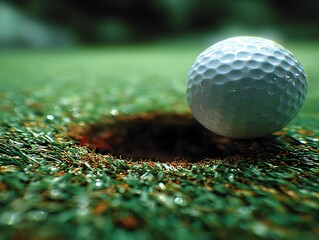 a golf ball sitting on top of a hole, golf course, augusta national, golf digest,