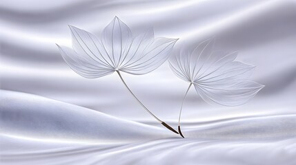 Delicate Skeleton Leaves on Soft Fabric Abstract Art