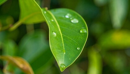 Close-up of a vibrant green leaf with water droplets