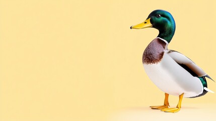 Mallard Duck with clipping path. Colourful wild duck drake isolated on white background