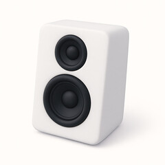 Obraz premium A modern white audio speaker with a minimalist design, isolated on a clean background. A 3D illustration of a sound system for music and entertainment.
