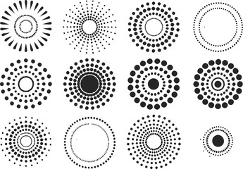 Collection of twelve circular dot pattern designs