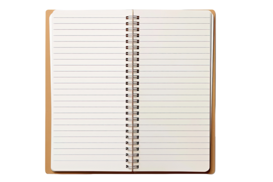 Open spiral-bound notebook with lined pages